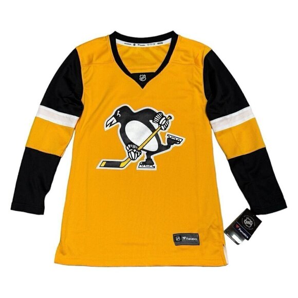 Womens Pittsburgh Penguins Fanatics NHL Breakaway Alternate Hockey Jersey Yellow - Picture 1 of 5